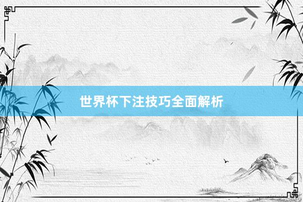 世界杯下注技巧全面解析